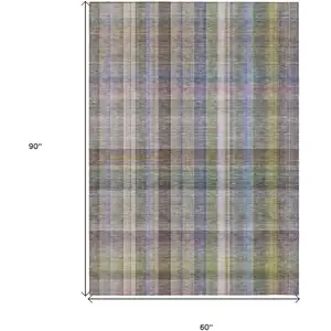 Photo of Gray Plaid Washable Non Skid Indoor Outdoor Area Rug