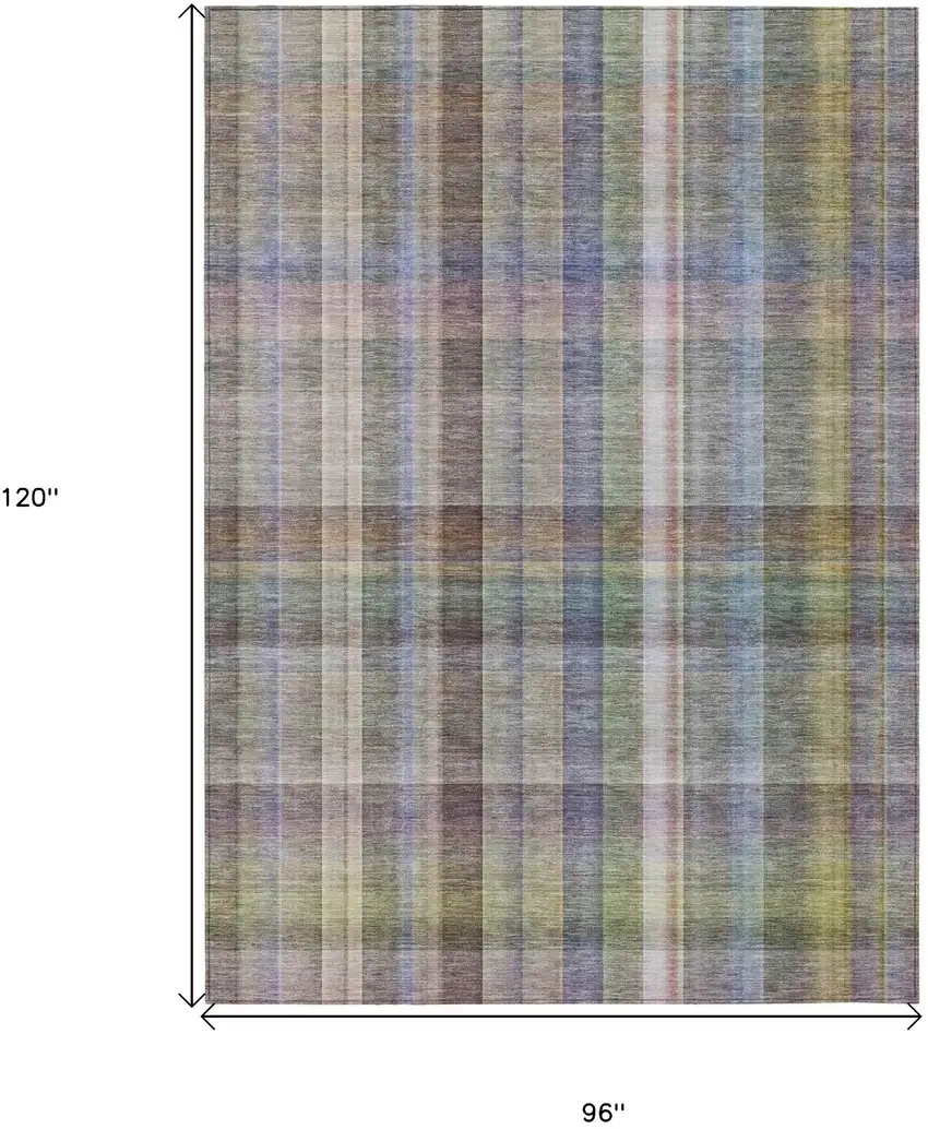 Gray Plaid Washable Non Skid Indoor Outdoor Area Rug Photo 3