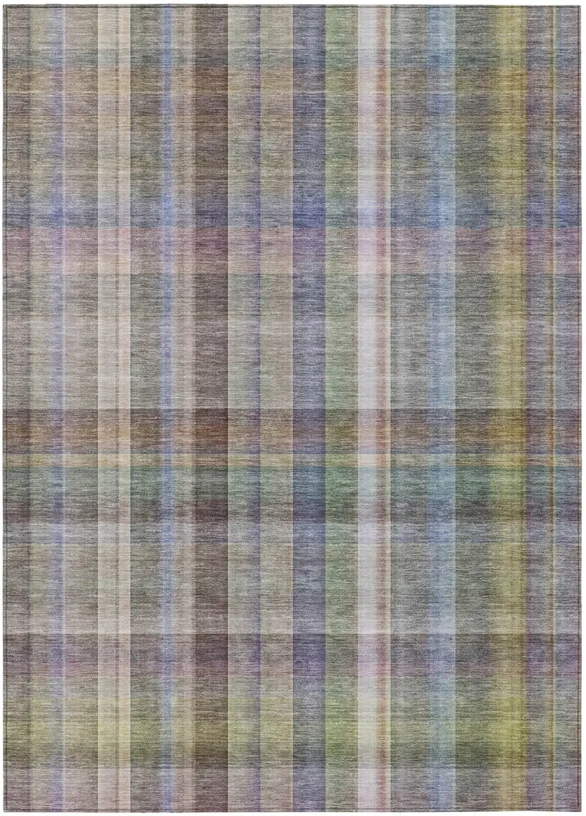 Gray Plaid Washable Non Skid Indoor Outdoor Area Rug Photo 2