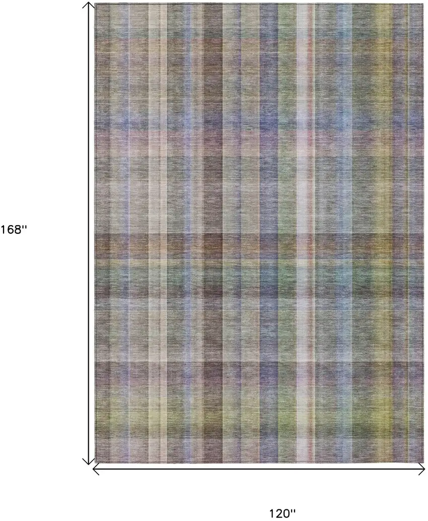 Gray Plaid Washable Non Skid Indoor Outdoor Area Rug Photo 3