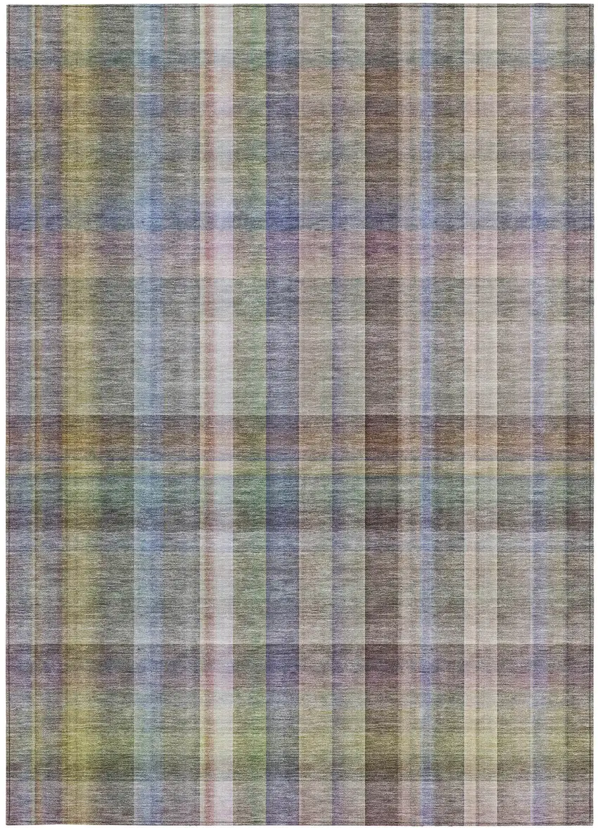 Gray Plaid Washable Non Skid Indoor Outdoor Area Rug Photo 4