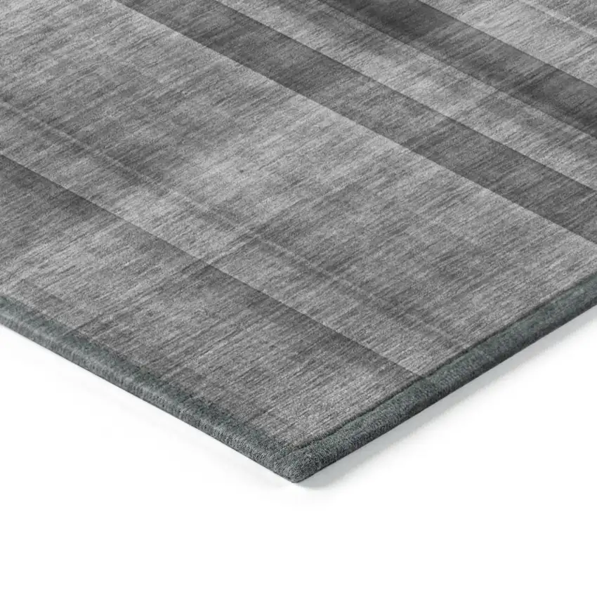 Gray Plaid Washable Non Skid Indoor Outdoor Area Rug Photo 6