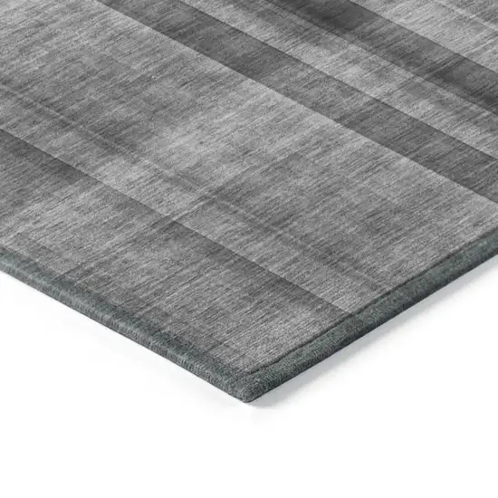 Gray Plaid Washable Non Skid Indoor Outdoor Area Rug Photo 6