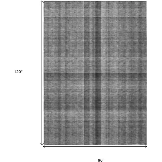Gray Plaid Washable Non Skid Indoor Outdoor Area Rug Photo 7