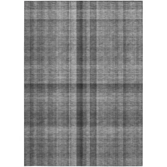 Gray Plaid Washable Non Skid Indoor Outdoor Area Rug Photo 3