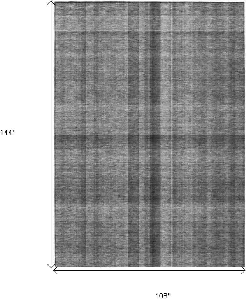 Gray Plaid Washable Non Skid Indoor Outdoor Area Rug Photo 3