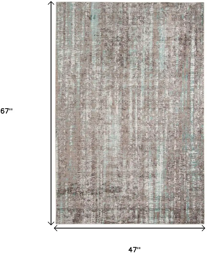 Gray and Aqua Abstract Stripes Power Loom Area Rug Photo 8