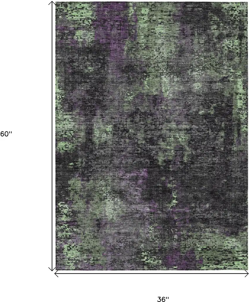 Gray Purple And Charcoal Abstract Washable Indoor Outdoor Area Rug Photo 3