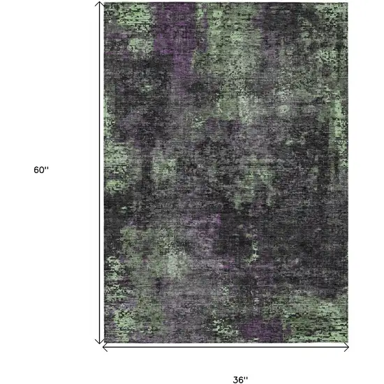 Gray Purple And Charcoal Abstract Washable Indoor Outdoor Area Rug Photo 3