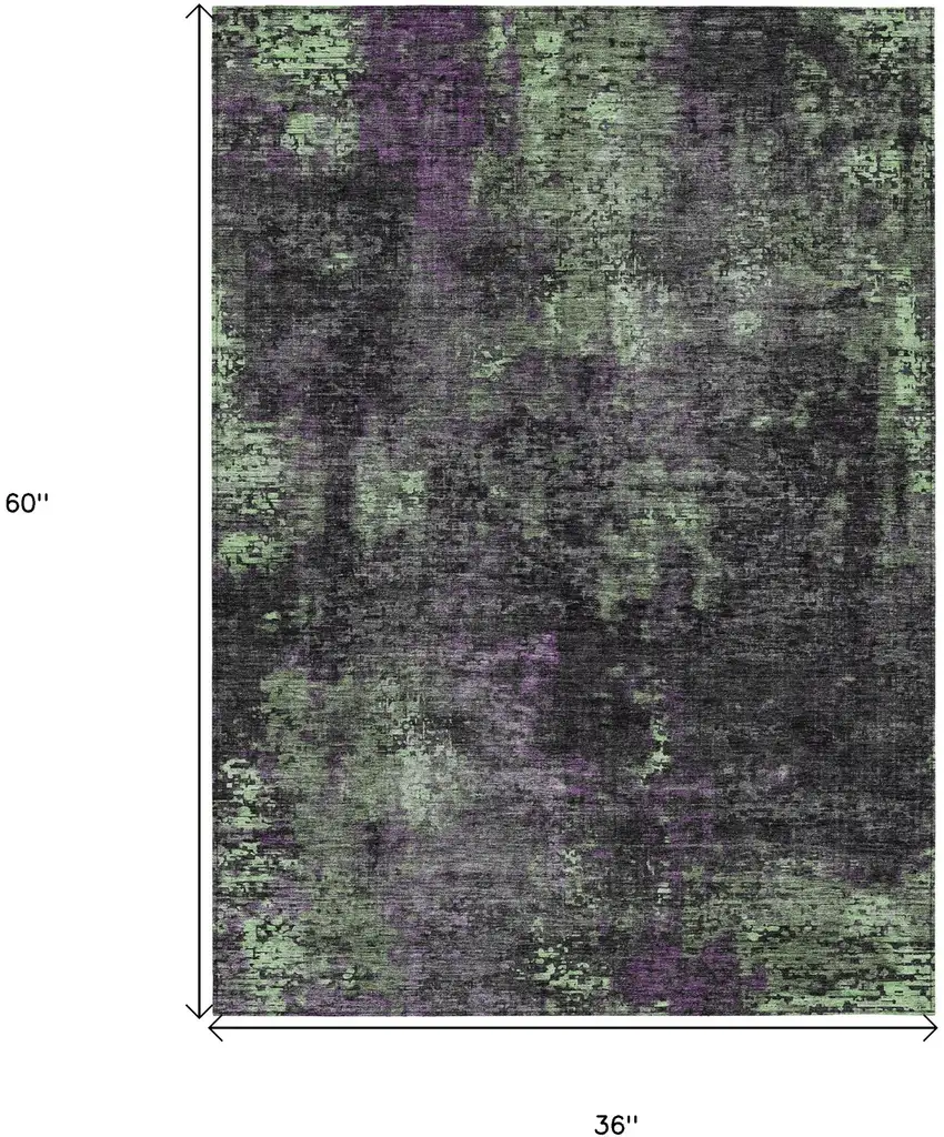 Gray Purple And Charcoal Abstract Washable Indoor Outdoor Area Rug Photo 3