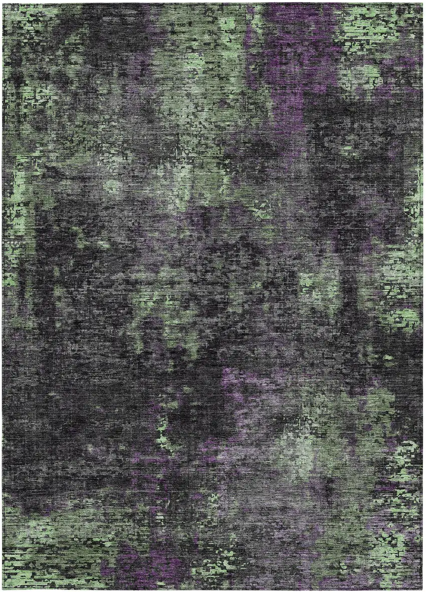 Gray Purple And Charcoal Abstract Washable Indoor Outdoor Area Rug Photo 7