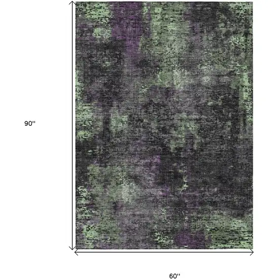Gray Purple And Charcoal Abstract Washable Indoor Outdoor Area Rug Photo 3