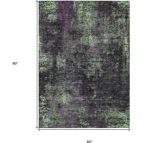 Gray Purple And Charcoal Abstract Washable Indoor Outdoor Area Rug Photo 3