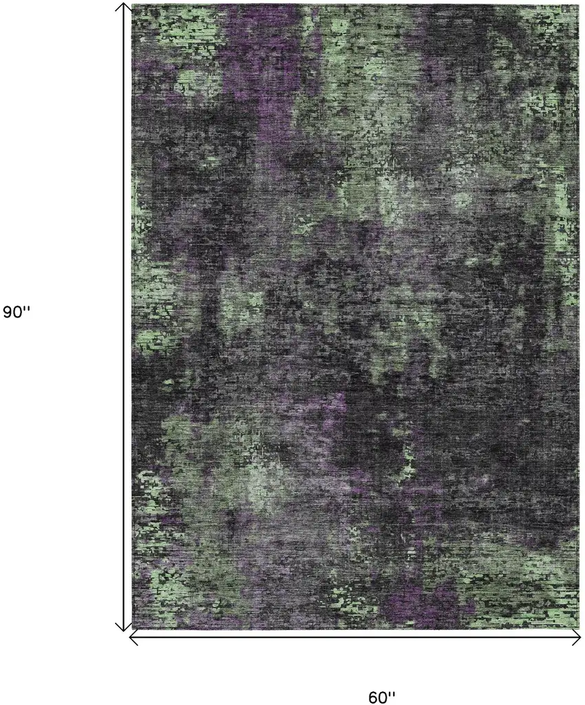 Gray Purple And Charcoal Abstract Washable Indoor Outdoor Area Rug Photo 3