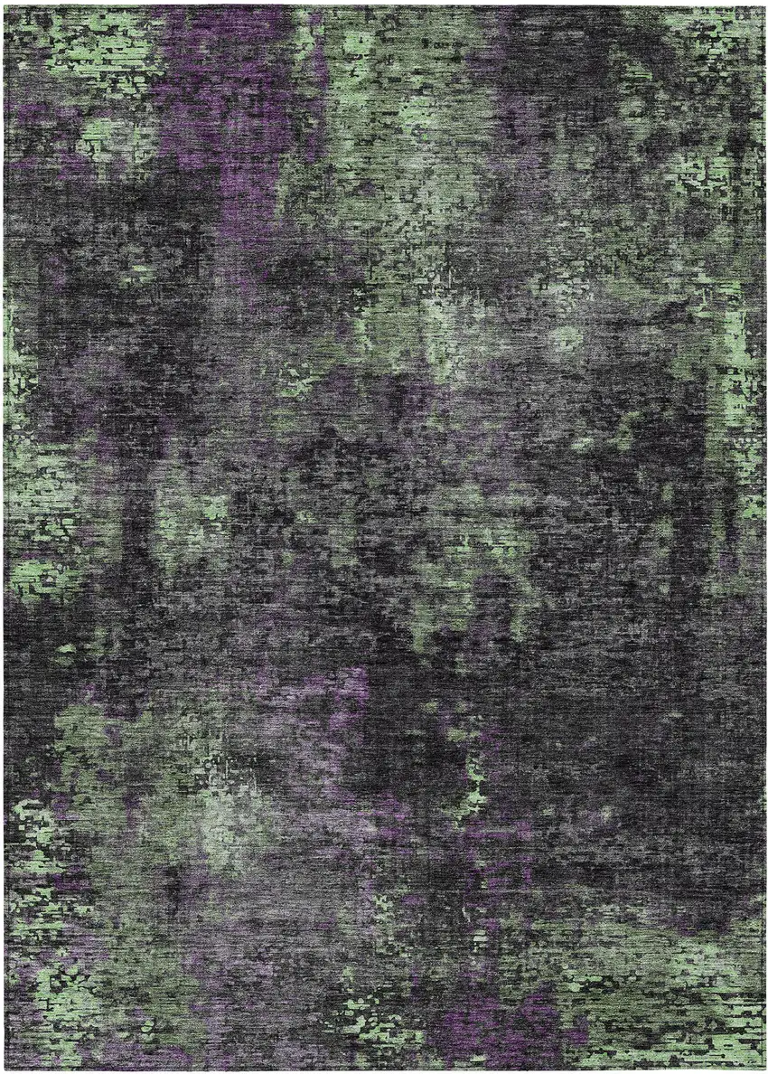 Gray Purple And Charcoal Abstract Washable Indoor Outdoor Area Rug Photo 2