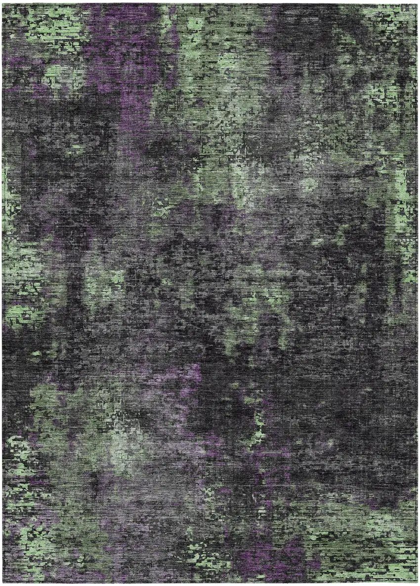 Gray Purple And Charcoal Abstract Washable Indoor Outdoor Area Rug Photo 2