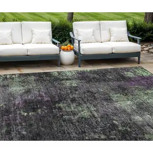 Photo of Gray Purple And Charcoal Abstract Washable Indoor Outdoor Area Rug