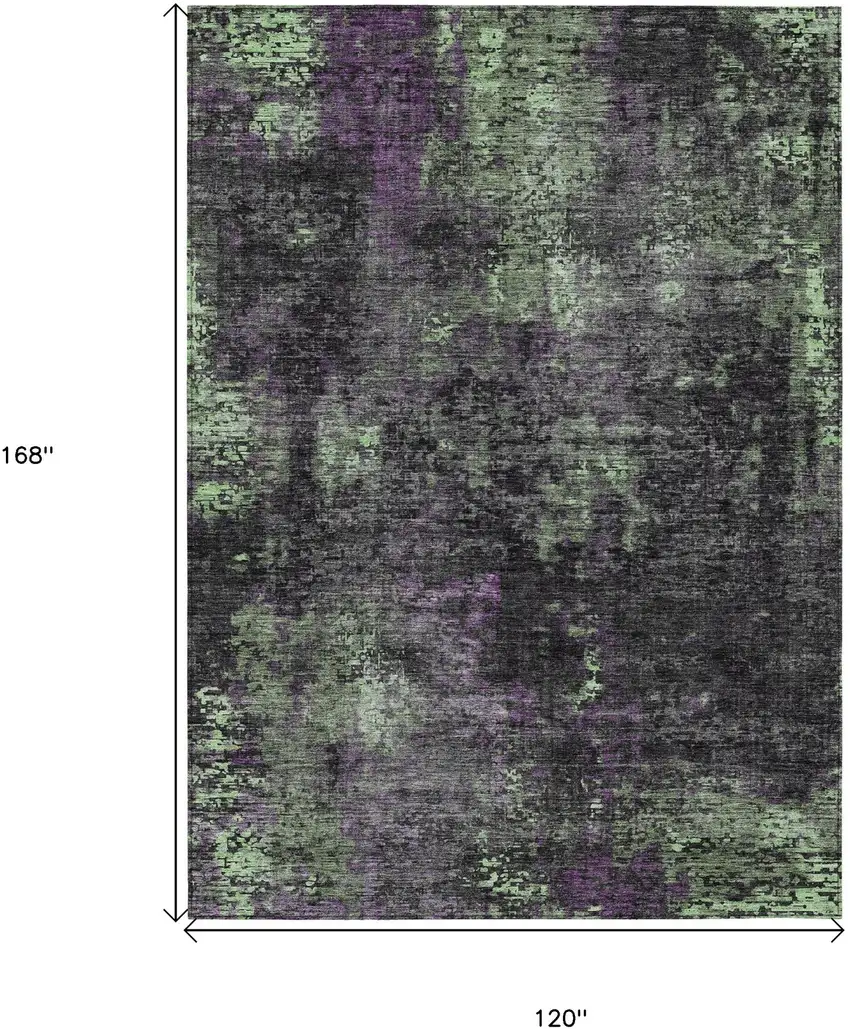 Gray Purple And Charcoal Abstract Washable Indoor Outdoor Area Rug Photo 3