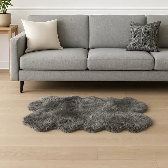 Gray Genuine Sheepskin Handmade Area Rug Photo 1