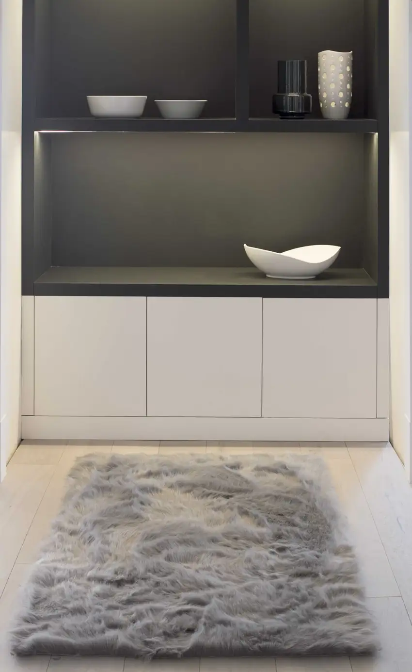Gray Rectangular Faux Fur - Area Rug Photo 4