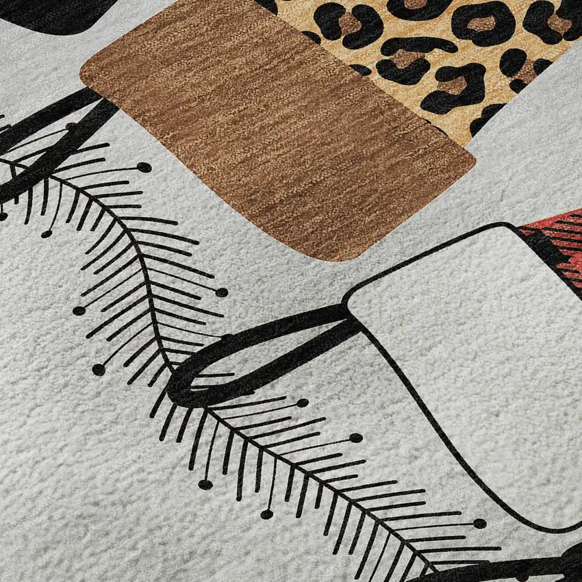 Gray Red And Green Christmas Stockings Washable Area Rug With UV Protection Photo 8