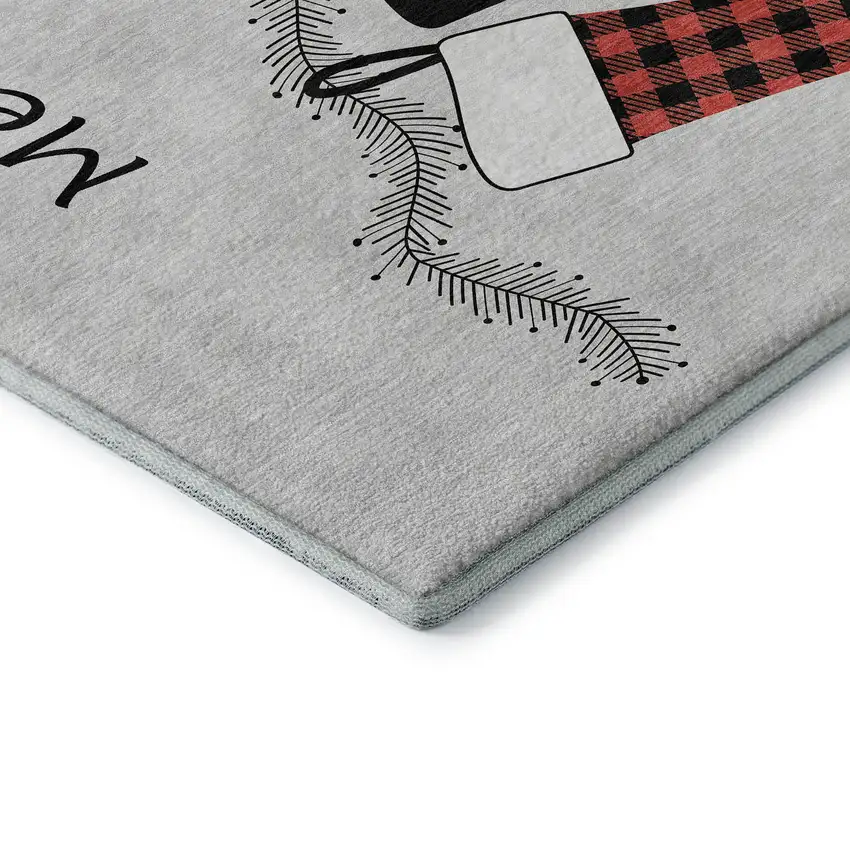 Gray Red And Green Christmas Stockings Washable Area Rug With UV Protection Photo 6