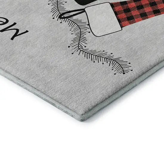 Gray Red And Green Christmas Stockings Washable Area Rug With UV Protection Photo 7