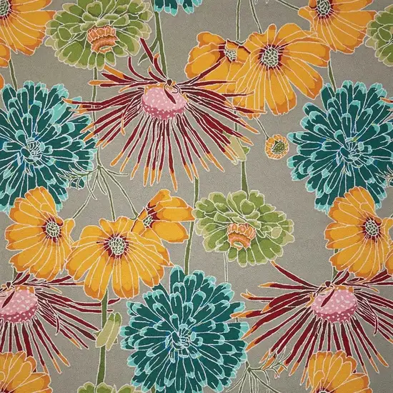 Gray Red and Yellow Floral Hand Carved Handmade Area Rug Photo 6