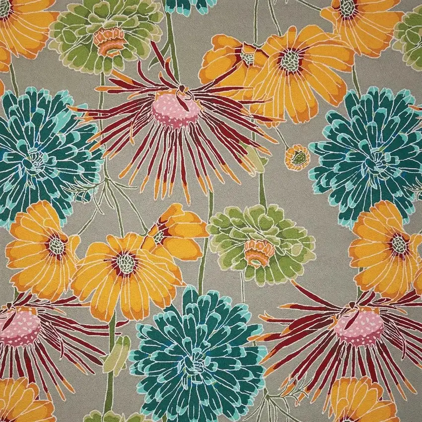 Gray Red and Yellow Floral Hand Carved Handmade Area Rug Photo 6