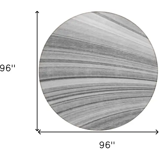 Gray Round Abstract Washable Non Skid Indoor Outdoor Area Rug Photo 3