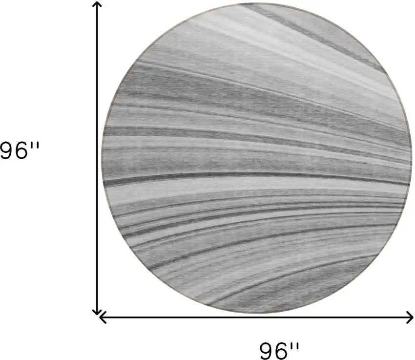 Gray Round Abstract Washable Non Skid Indoor Outdoor Area Rug Photo 3