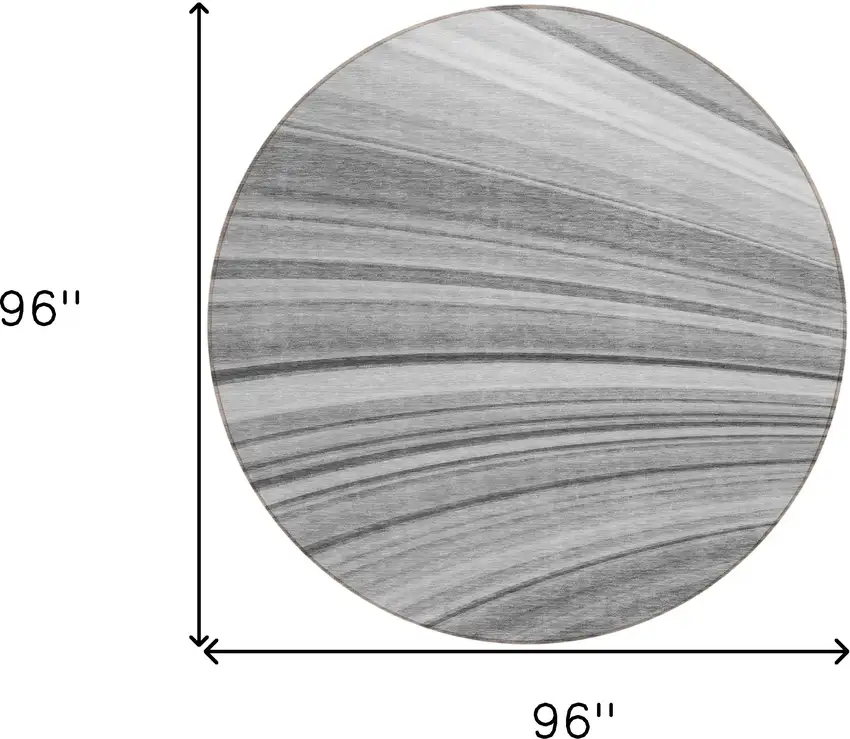 Gray Round Abstract Washable Non Skid Indoor Outdoor Area Rug Photo 3