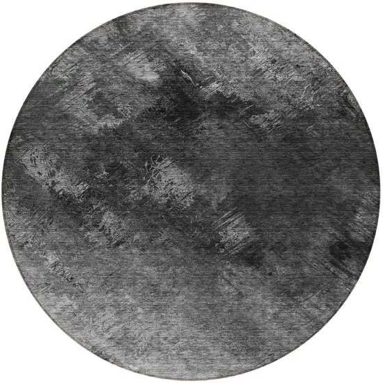 Gray Round Abstract Washable Non Skid Indoor Outdoor Area Rug Photo 5