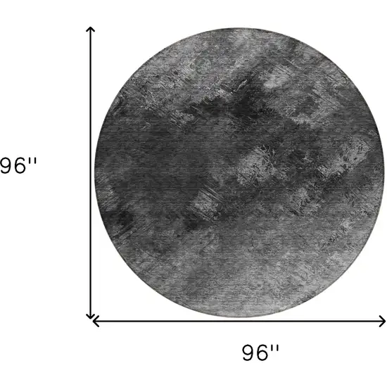 Gray Round Abstract Washable Non Skid Indoor Outdoor Area Rug Photo 3