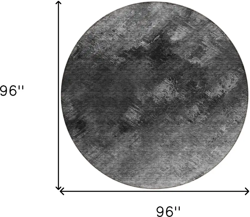 Gray Round Abstract Washable Non Skid Indoor Outdoor Area Rug Photo 3