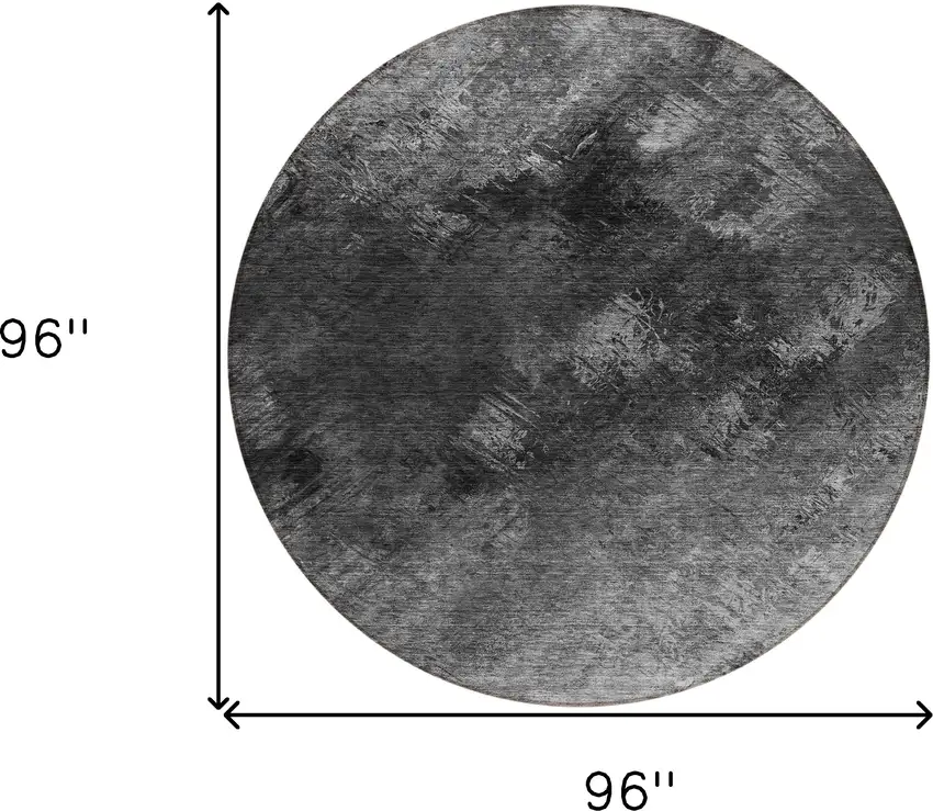 Gray Round Abstract Washable Non Skid Indoor Outdoor Area Rug Photo 3