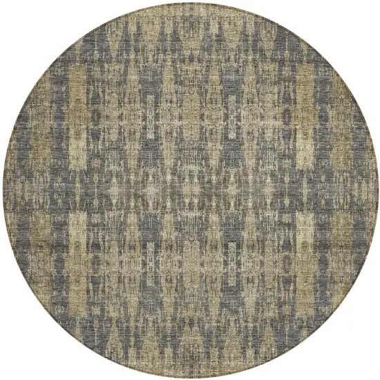 Gray Round Moroccan Washable Non Skid Indoor Outdoor Area Rug Photo 2