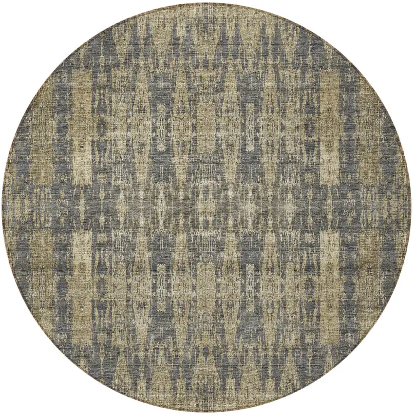 Gray Round Moroccan Washable Non Skid Indoor Outdoor Area Rug Photo 6