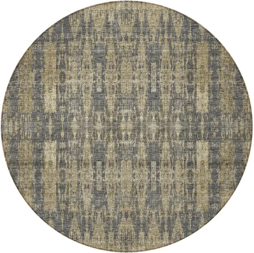 Gray Round Moroccan Washable Non Skid Indoor Outdoor Area Rug Photo 6