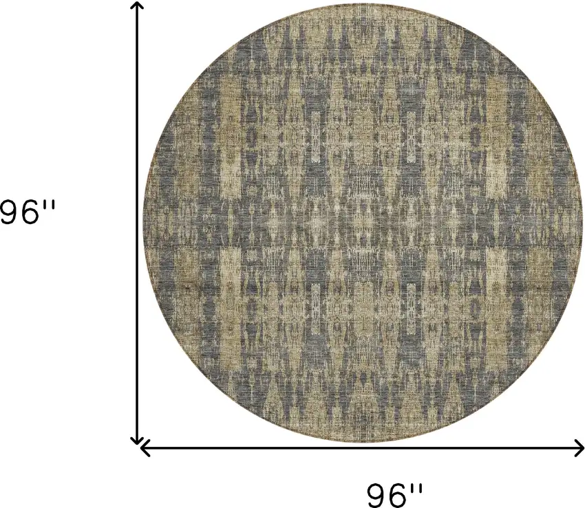 Gray Round Moroccan Washable Non Skid Indoor Outdoor Area Rug Photo 3