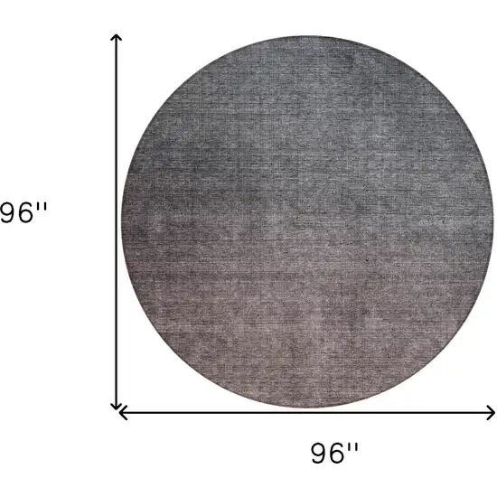 Gray Round Ombre Washable Non Skid Indoor Outdoor Area Rug Photo 3