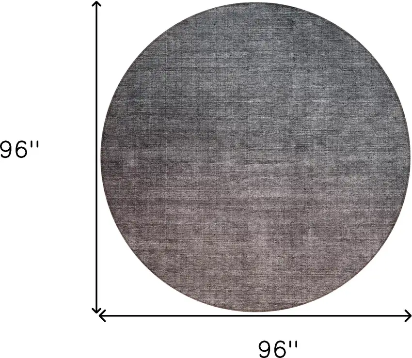 Gray Round Ombre Washable Non Skid Indoor Outdoor Area Rug Photo 3