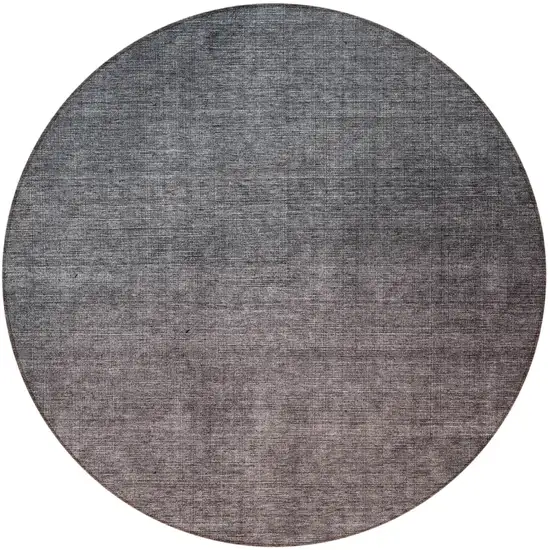 Gray Round Ombre Washable Non Skid Indoor Outdoor Area Rug Photo 4