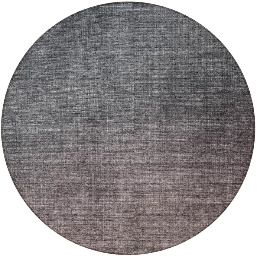 Gray Round Ombre Washable Non Skid Indoor Outdoor Area Rug Photo 4