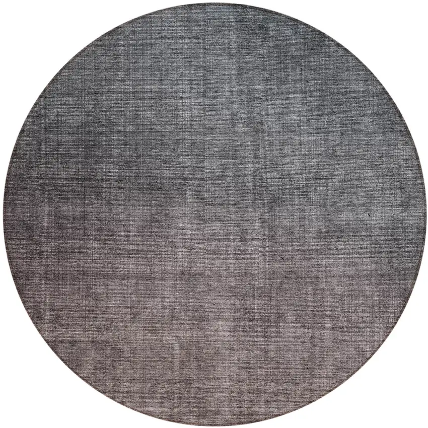 Gray Round Ombre Washable Non Skid Indoor Outdoor Area Rug Photo 2