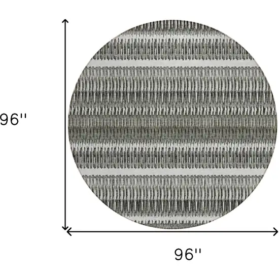 Gray Round Striped Washable Non Skid Indoor Outdoor Area Rug Photo 3