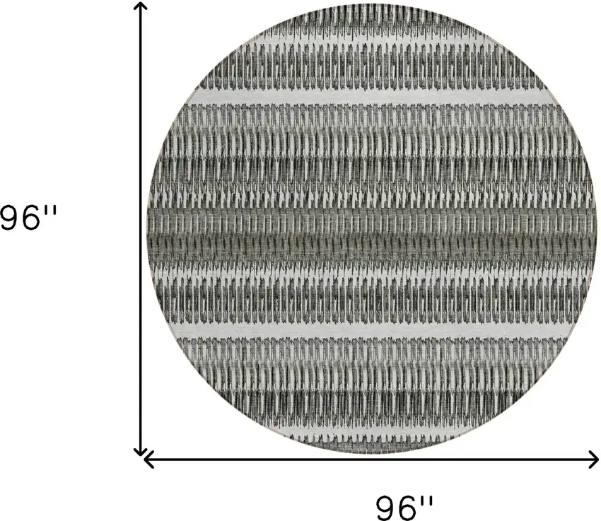 Gray Round Striped Washable Non Skid Indoor Outdoor Area Rug Photo 3