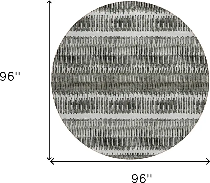 Gray Round Striped Washable Non Skid Indoor Outdoor Area Rug Photo 3