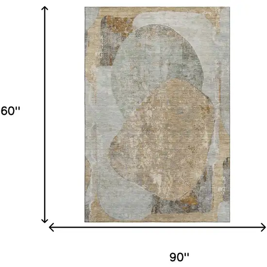 Gray Rust And Beige Abstract Washable Area Rug With UV Protection Photo 5