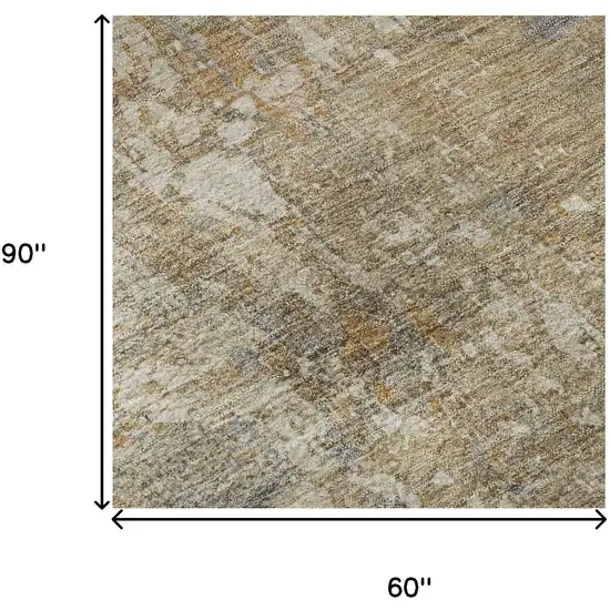Gray Rust And Beige Abstract Washable Area Rug With UV Protection Photo 9